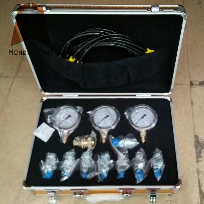 Oil Filled Manometer for excavator Hydraulic pressure testing kit with 3 pressure gauge